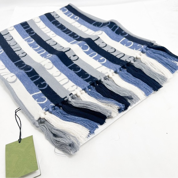 GUCCI Logo Stripe Wool 2021 Scarf w/ Tags - Picture 10 of 13